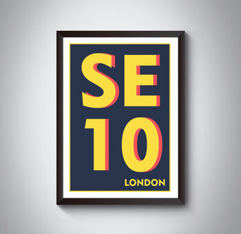 Se10 Greenwich London Postcode Typography Print, 5 of 5