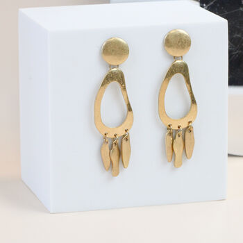 Large Gold Hoop Earrings, Gold Plated Drop Earrings, 4 of 6