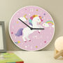 Personalised Unicorn Wooden Childrens Clock, thumbnail 1 of 3