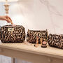 Quilted Cotton Leopard Print Cosmetics Three Set, thumbnail 1 of 3