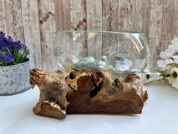 Large Driftwood Molten Glass Bowl Fruit Nuts Food Bowl Handmade Decor 24 28cm, 9 of 9