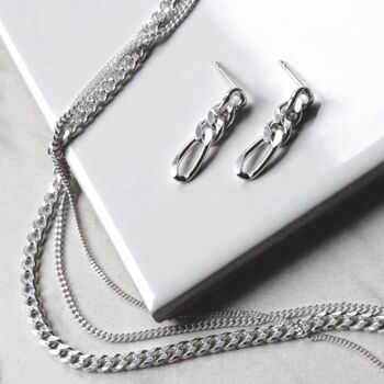Sterling Silver Figaro Chain Earrings, 3 of 8