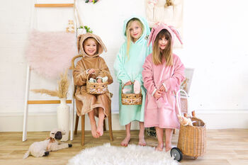 Pink Bunny Rabbit Kids Snuggle Hoodie /Wearable Blanket, 3 of 8