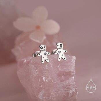 Sterling Silver Tiny Voodoo Doll Stud Earrings, 2 of 11