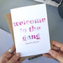 Welcome To The Gang | New Baby Girl Card | Personalised, thumbnail 4 of 5