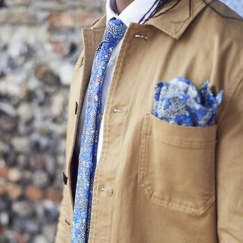 Mens Blue And Black Floral Pocket Square By Dancys