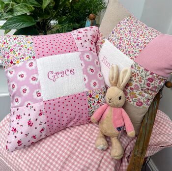 Sugar Plum Patchwork Name Cushion, 8 of 8