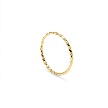 9ct Gold Skinny Twist Stacking Ring, 3 of 9