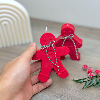 Red Gingerbread Candle Festive Christmas Decoration, 4 of 7