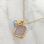 The Duo Rose Quartz Necklace, Gold Plated, thumbnail 1 of 11