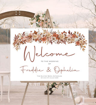 Wedding Welcome Sign In Autumnal Leaf, 2 of 6