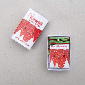 Kawaii Christmas Tree Mini Cross Stitch Kit, 2 of 8