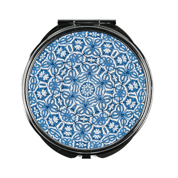 Blue Turkish Flower Compact Handbag Mirror And Cloth, 10 of 11