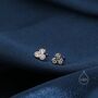 Tiny Cz Trio Three Dot Stud Earrings In Sterling Silver, thumbnail 5 of 10