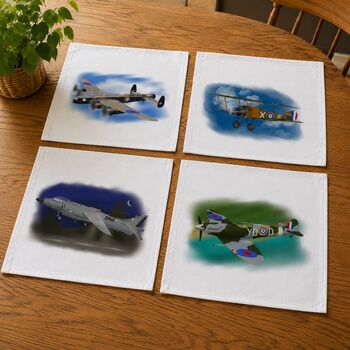 Set Of Four Handkerchiefs With Raf Plane Illustrations, 2 of 12