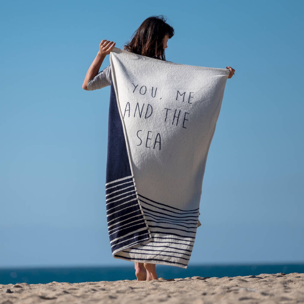 You, Me And The Sea Recycled Blanket, 1 of 3