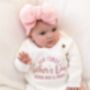 Our First Father's Day Embroidered Personalised Baby Romper Three Colours Available, thumbnail 4 of 7