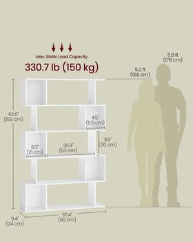 Five Tier Bookcase Storage Shelf Unit, 2 of 6
