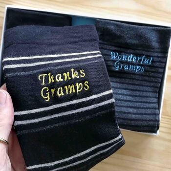 Personalised Name Gift For Grandfather Grandad Sock Set, 5 of 7
