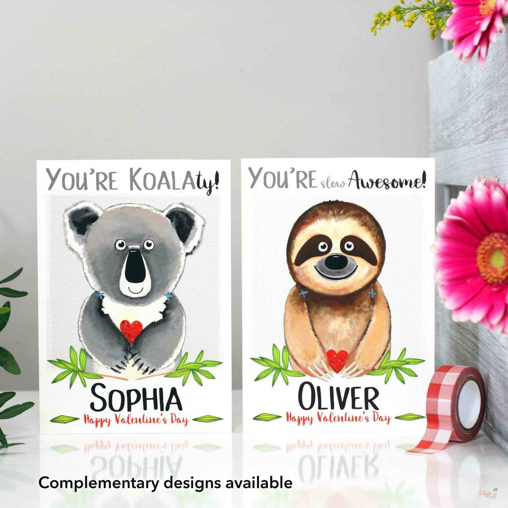 Personalised Koala Valentine's Card By Liza J Design