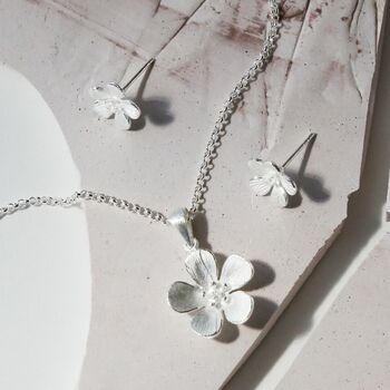 Sterling Silver Wildflower Pendant Necklace, 4 of 5