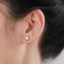 Cute Cat Skull Stud Earrings In Sterling Silver, thumbnail 6 of 11