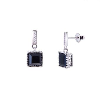Sapphire 925 Sterling Silver Square Drop Earrings, 3 of 4