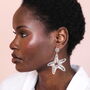 Stainless Steel Starfish Drop Earrings In Silver Plating, thumbnail 3 of 4