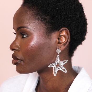 Stainless Steel Starfish Drop Earrings In Silver Plating, 3 of 4