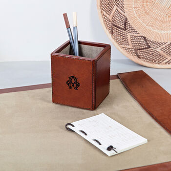 Monogram Leather Desk Set, Retirement Gift, 3 of 11