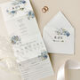 Dusty Blue Floral Concertina Wedding Invitations, thumbnail 1 of 4