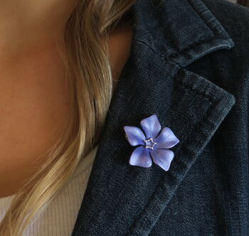 Periwinkle Blue Flower Brooch, 2 of 5