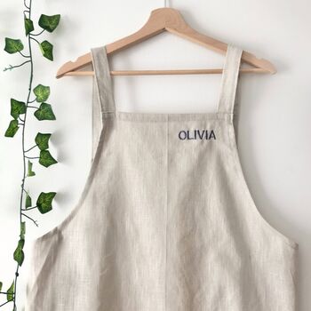 Personalised Lavender 100% Linen Pinafore Apron, 6 of 7