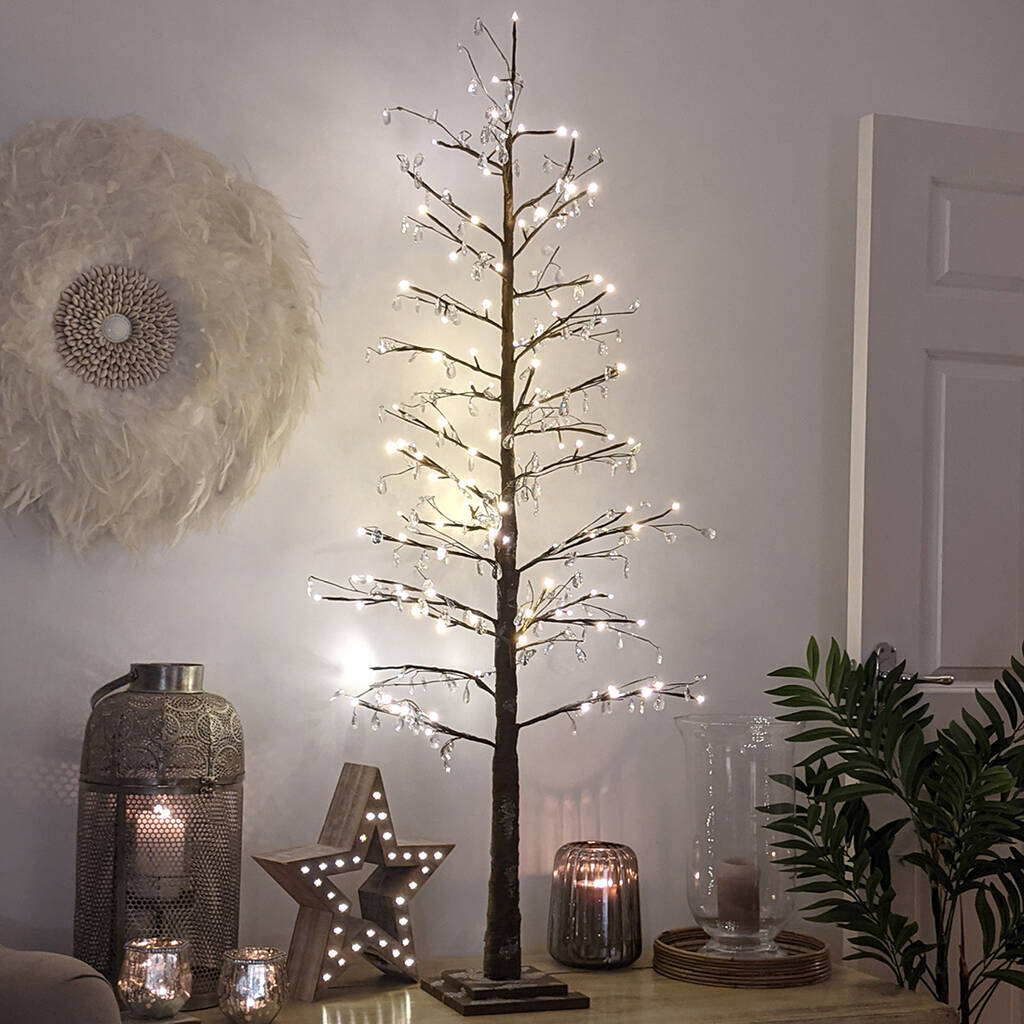 Woodland Indoor Lit Christmas Tree With Crystals, 1 of 2