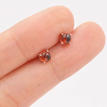 Genuine Garnet Stud Earrings In Sterling Silver, 2 of 11
