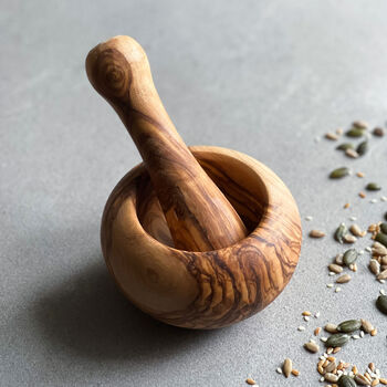 Traditional Olive Wood Pestle And Mortar, 2 of 7