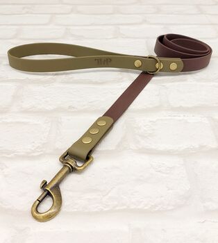 Waterproof Dog Collar And Lead Set Brown/Military Green, 3 of 3