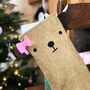 Bear Handmade Felt Dress Up Christmas Stocking, thumbnail 10 of 12