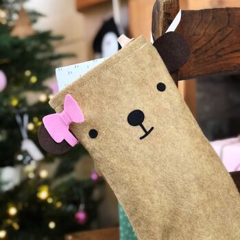 Bear Handmade Felt Dress Up Christmas Stocking, 10 of 12