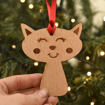 Cat Wooden Christmas Tree Pet Decoration By Hoobynoo