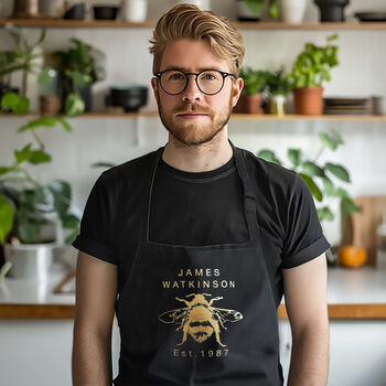 Bee Print Apron – Personalised With Your Name And Year, 2 of 12