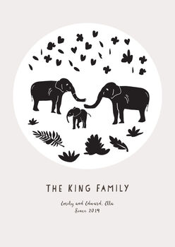 Personalised Elephant Family Art Print, 6 of 6
