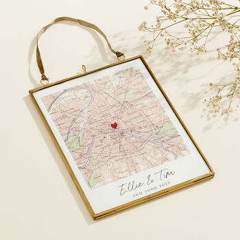 Personalised Vintage Map Picture With Stitched Heart, 5 of 7
