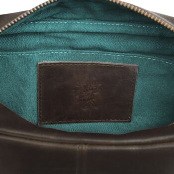 'Stanley' Men's Leather Wash Bag In Chestnut, 7 of 8