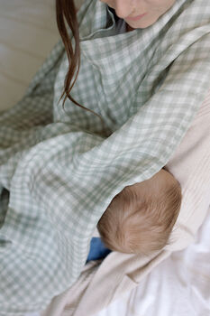 Gingham Sage Large Swaddle Muslin, 4 of 10