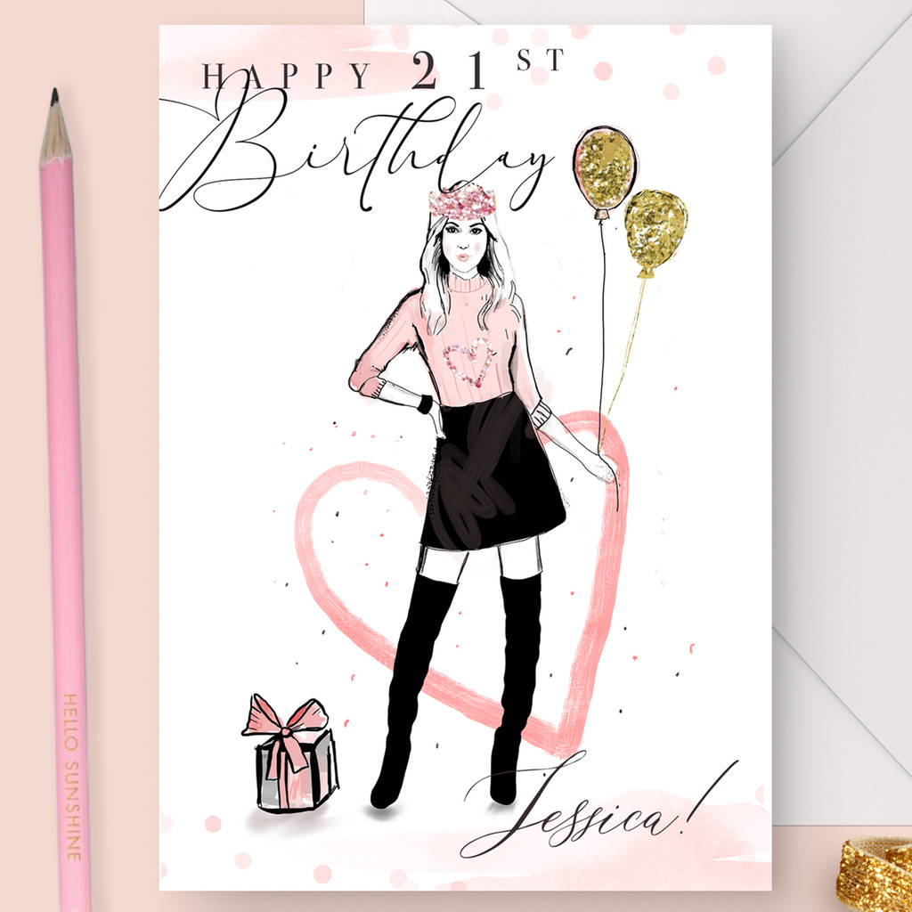 Personalised Birthday Card 'Chic Balloon' By Peach Tea Studio ...