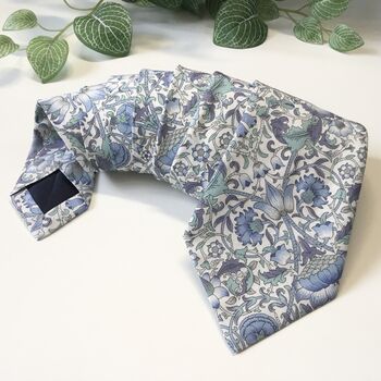 Liberty Of London Tie In Blue Purple Green Floral Motif, 4 of 7