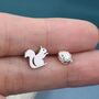 Sterling Silver Squirrel And Pinecone Stud Earrings, thumbnail 3 of 8