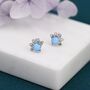 Sterling Silver Blue Opal Crown Stud Earrings, thumbnail 2 of 12
