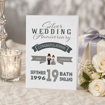 Personalised Silver Wedding Anniversary Card, 3 of 6